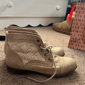 Light brown booties with Lacey detailing